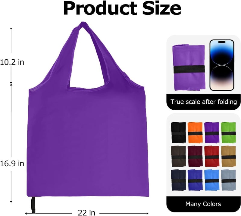 Criyar Foldable Shopping Bag, Washable Reusable Grocery with Holder, Nylon Tote Bags - Image 2